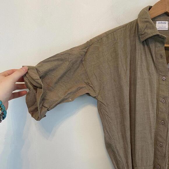 EVOLVERIE brown cotton utilitarian work wear jumpsuit - Picture 2 of 7